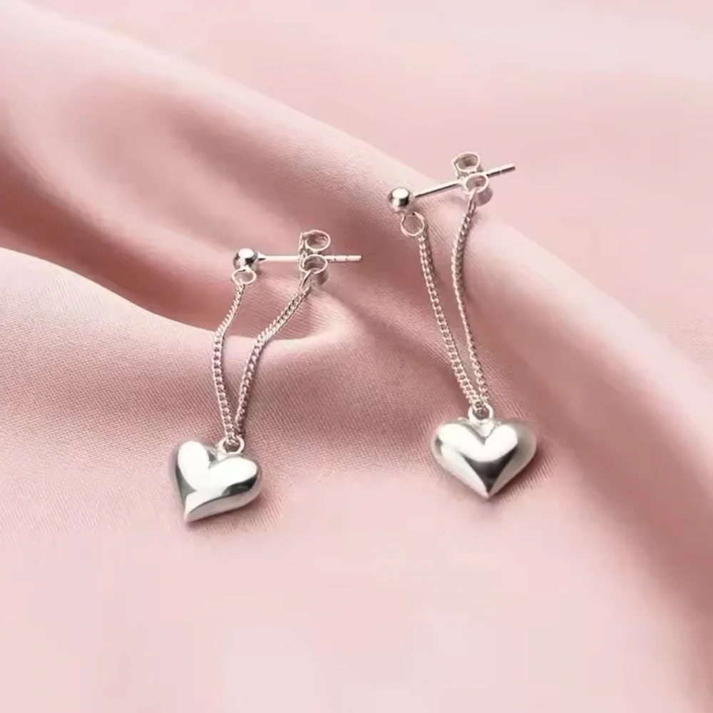 Sterling Silver Heart Earrings - Picture 2 of 2